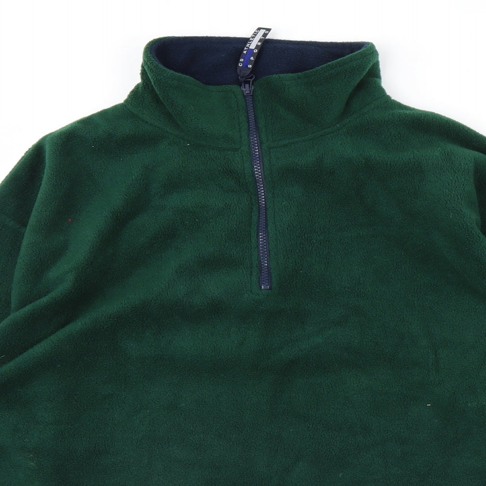 CS Athletic Mens Green  Fleece Henley Jumper Size L