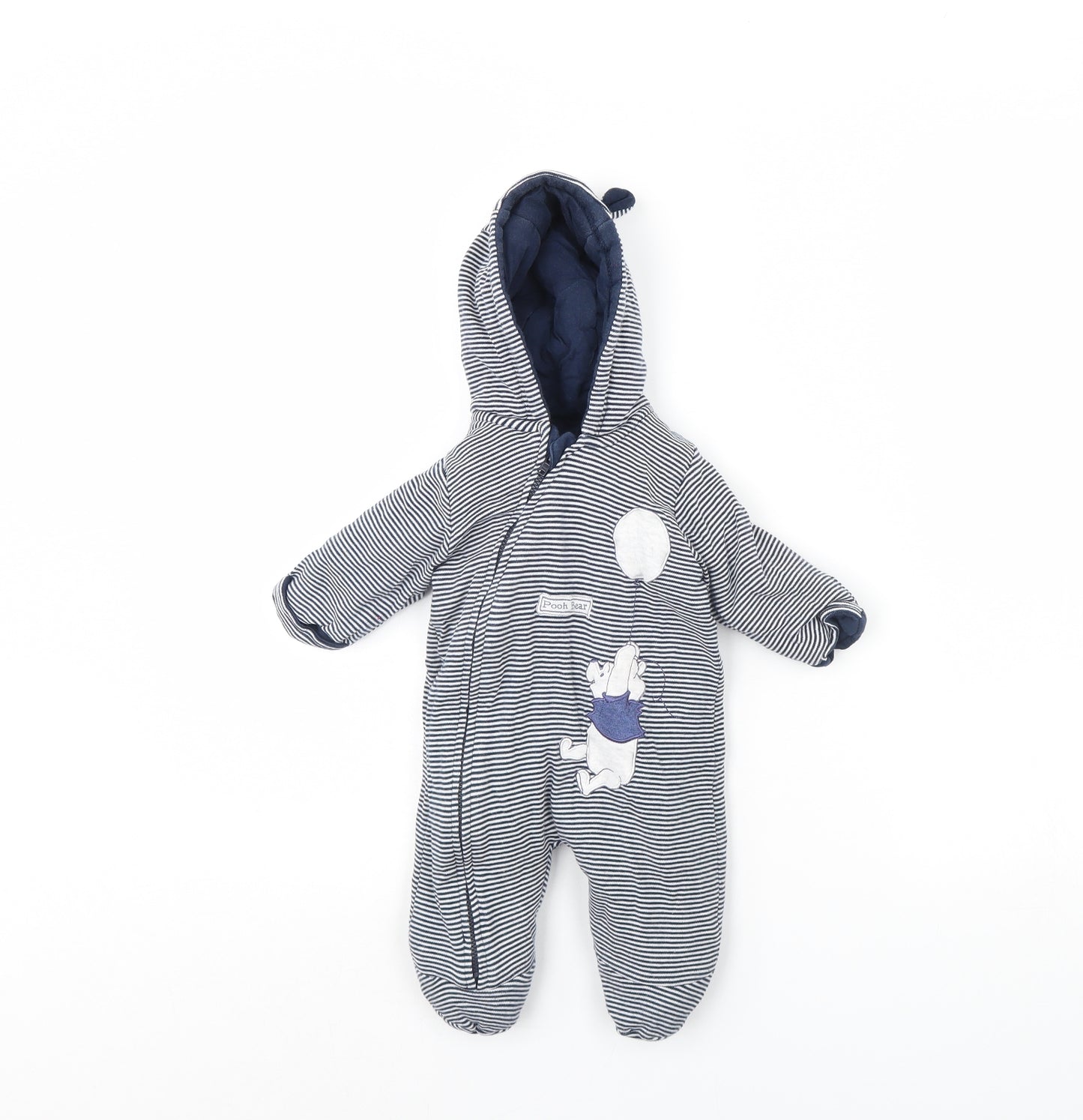 George Baby Blue Striped  Babygrow One-Piece Size 0-3 Months  - Winnie the Pooh