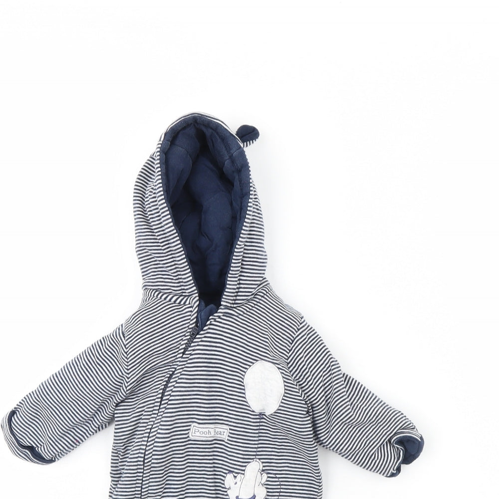George Baby Blue Striped  Babygrow One-Piece Size 0-3 Months  - Winnie the Pooh