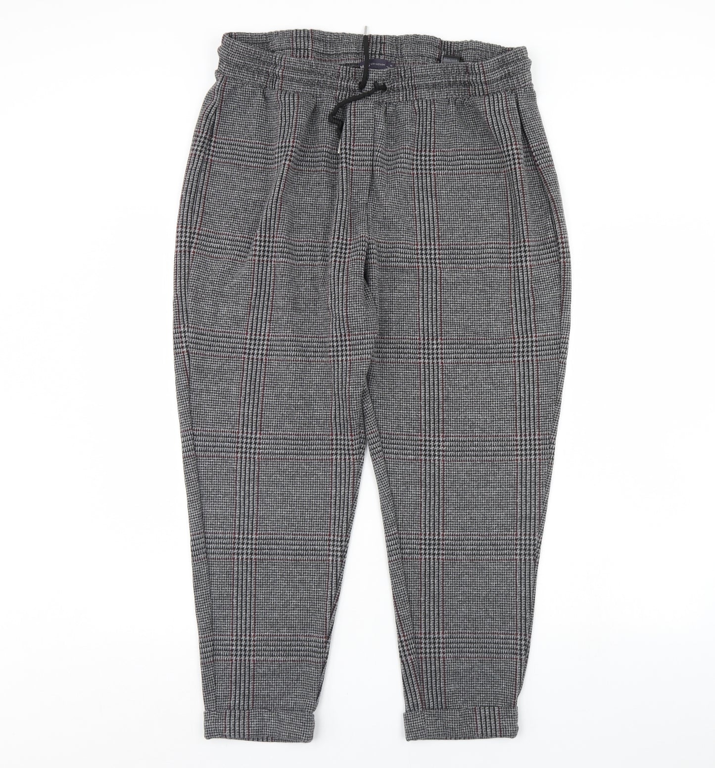 m&s Womens Grey Check  Trousers  Size 20 L28 in