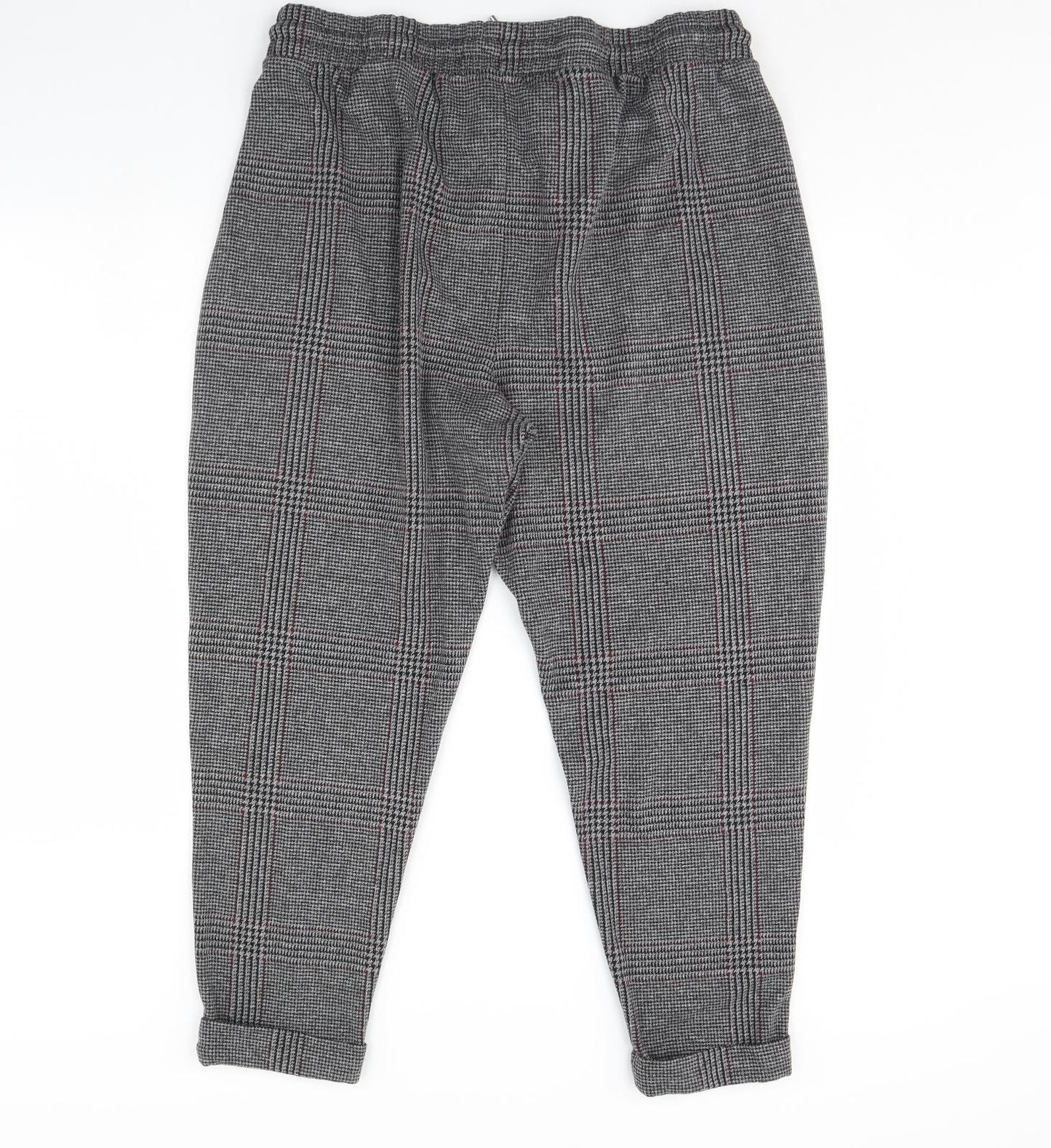 m&s Womens Grey Check  Trousers  Size 20 L28 in