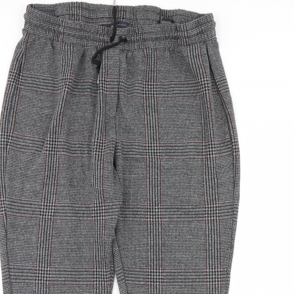 m&s Womens Grey Check  Trousers  Size 20 L28 in