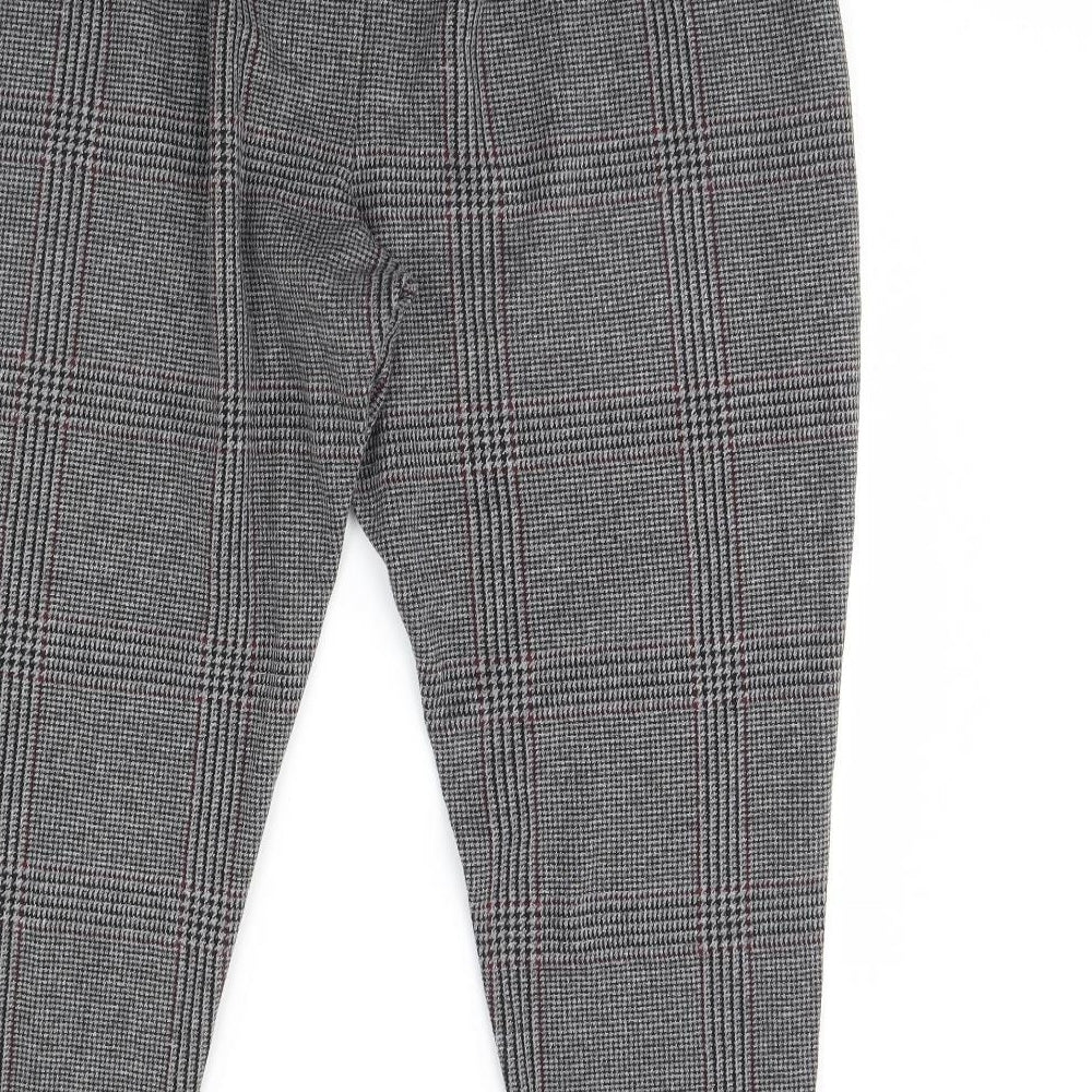 m&s Womens Grey Check  Trousers  Size 20 L28 in