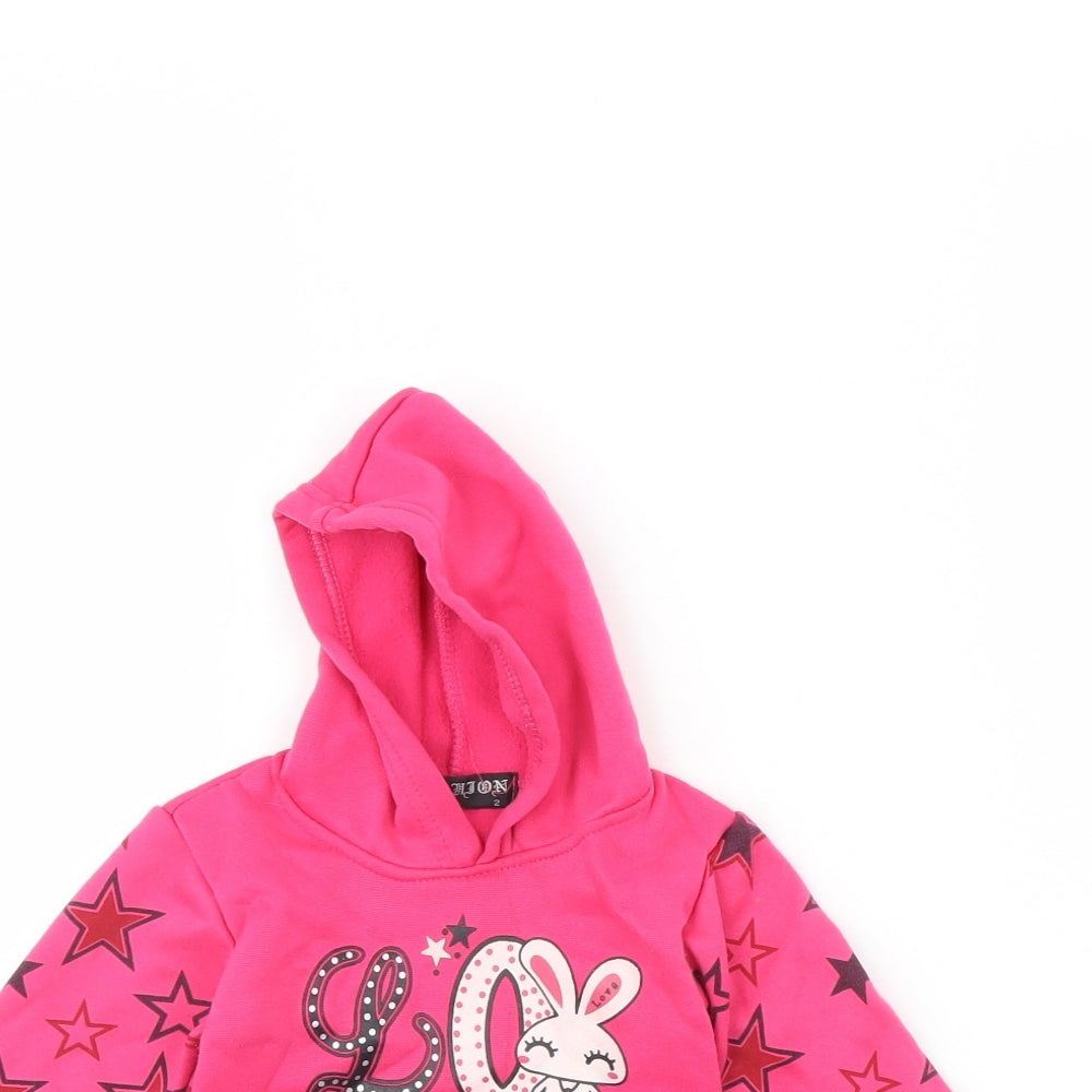 Fashion Girls Pink   Pullover Hoodie Size 2 Years  - LOVE