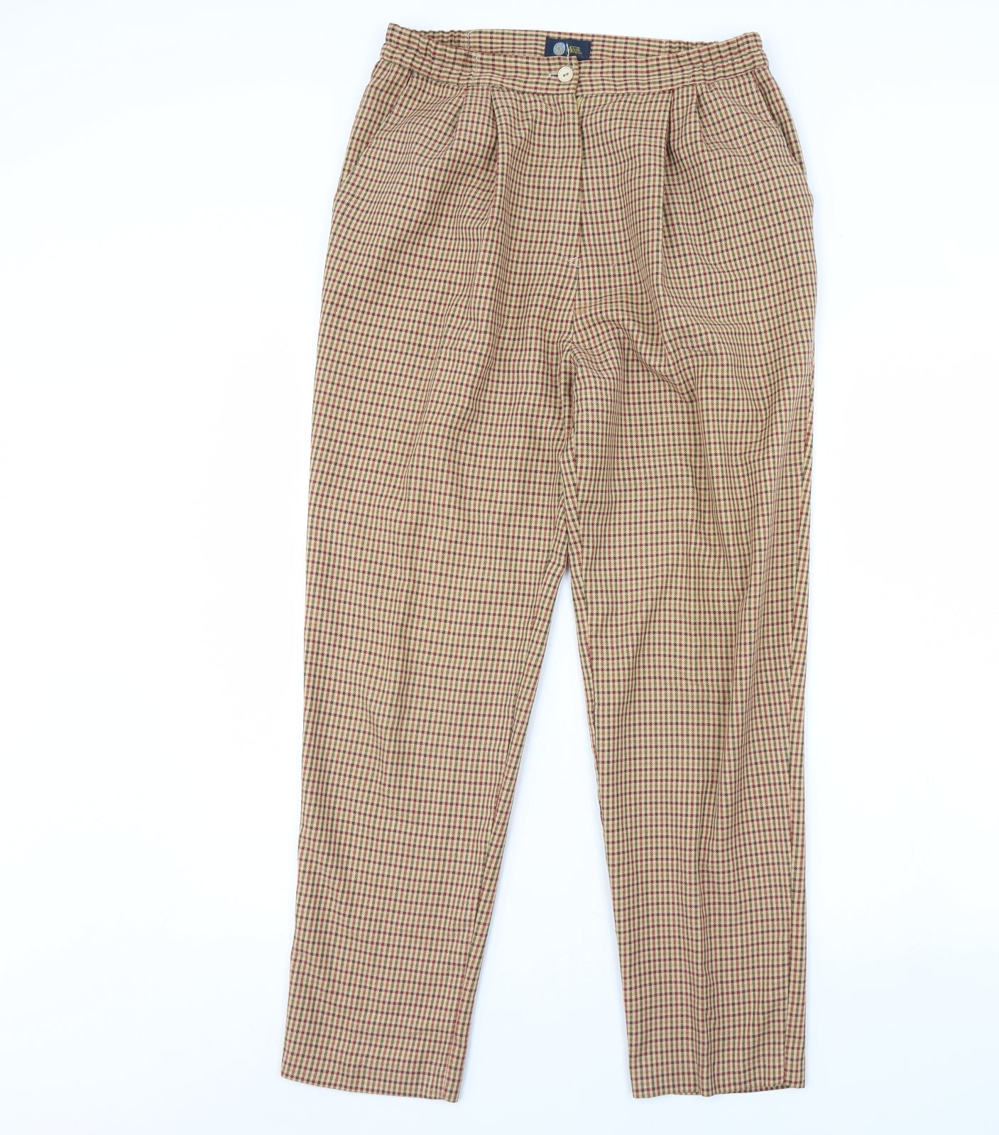 Sixth Sense Womens Beige Check  Trousers  Size 14 L30 in