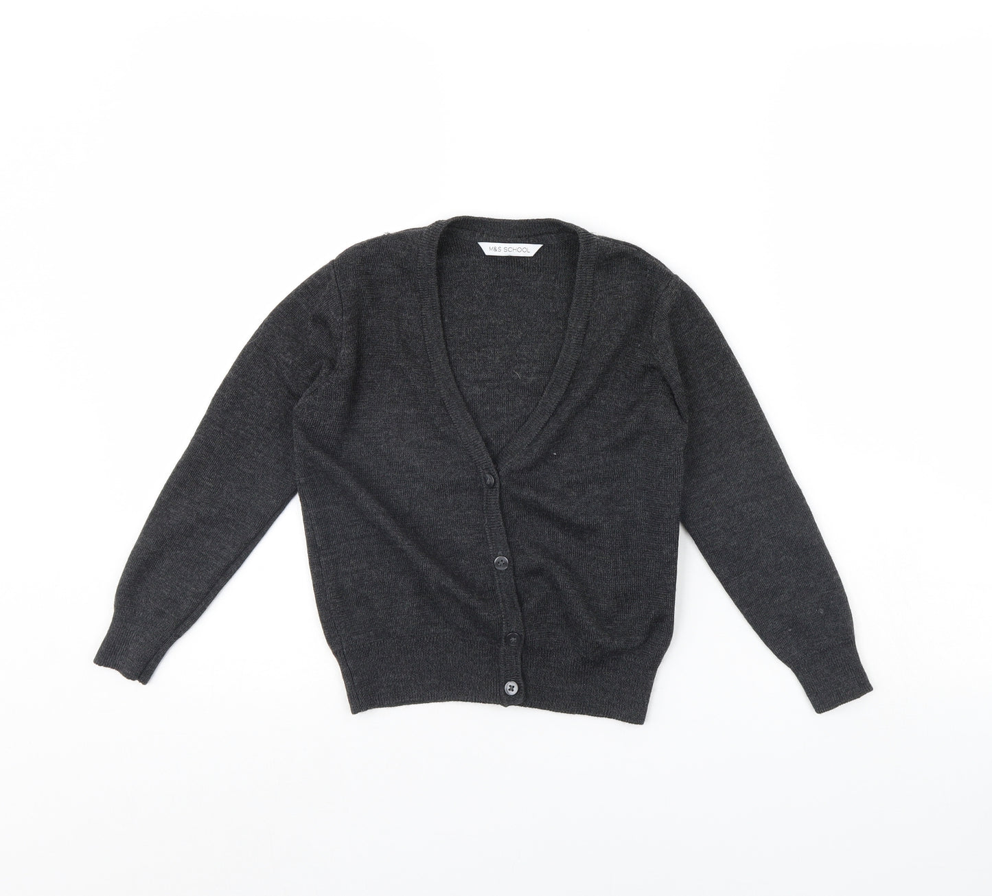 M&S Girls Grey   Cardigan Jumper Size 6 Years  - School