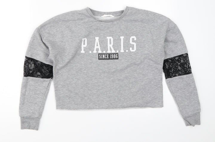 Candy Couture Girls Grey   Pullover Sweatshirt Size 12 Years