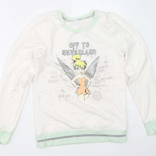 Primark Womens White Solid  Top Pyjama Top Size 2XS  - tinkerbell