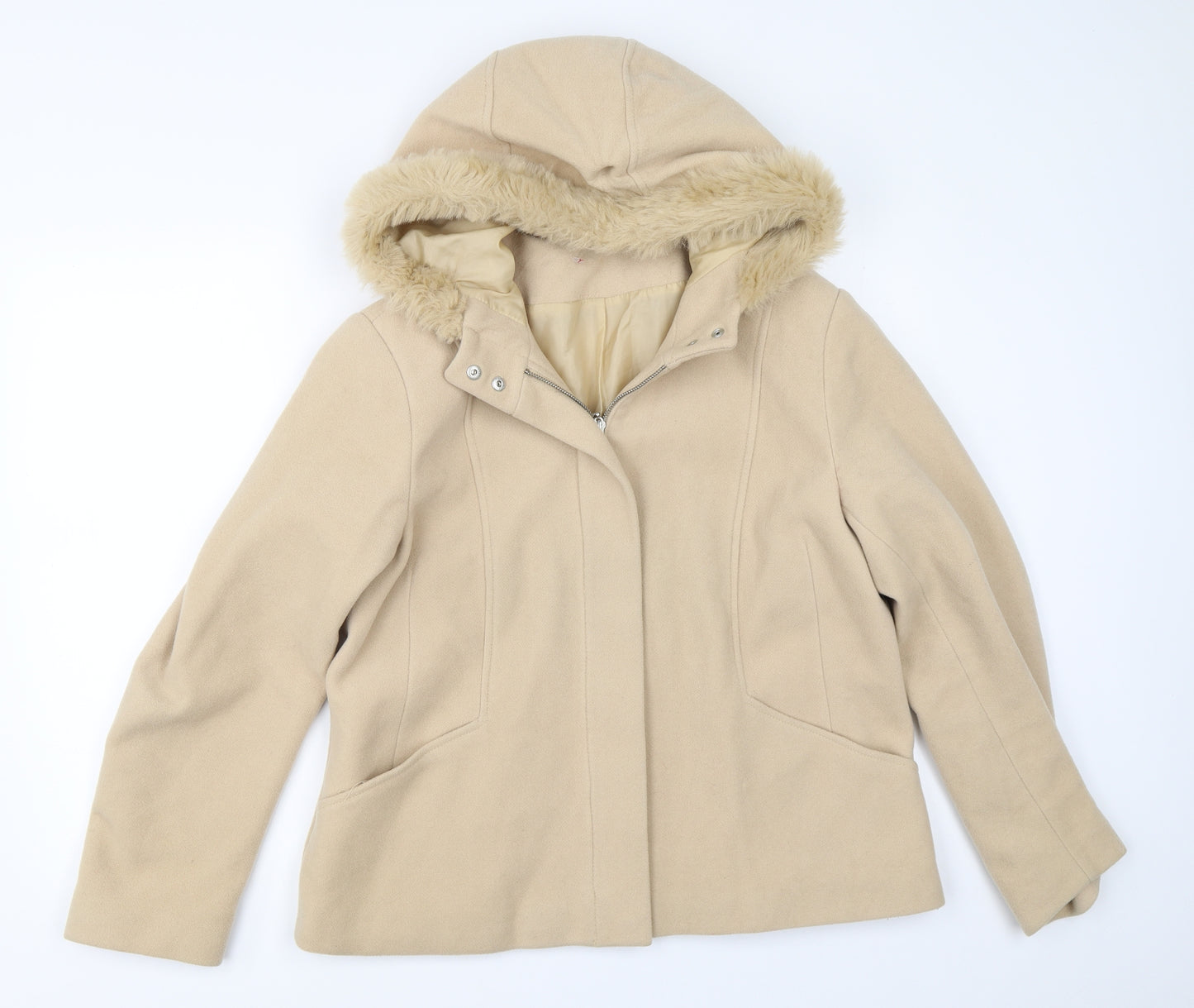 Dorothy Perkins Womens Beige   Overcoat Coat Size 16