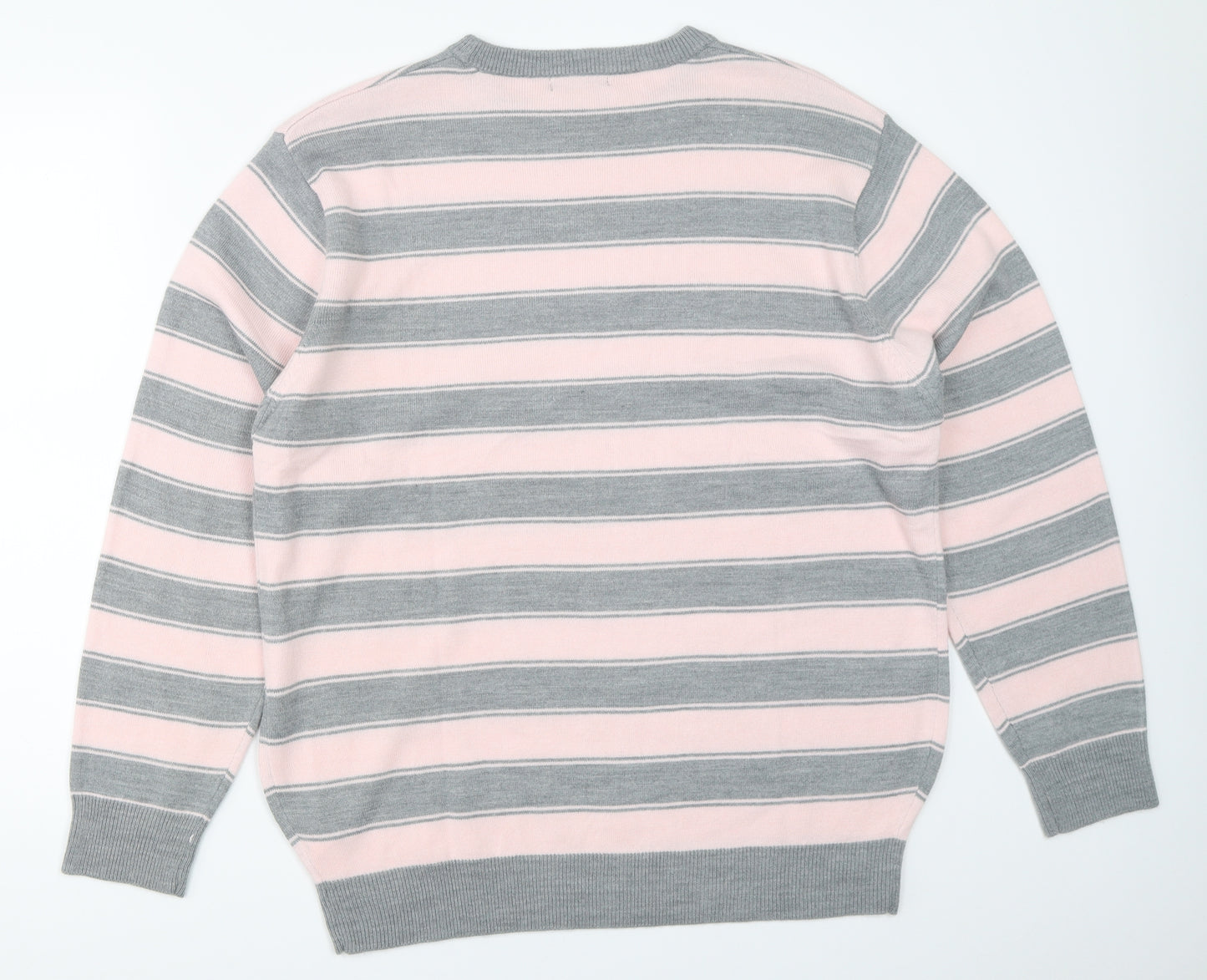 Cedar Wood State Mens Grey Striped  Pullover Jumper Size L