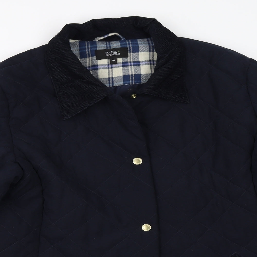 Marks and Spencer Womens Blue   Quilted Coat Size 14