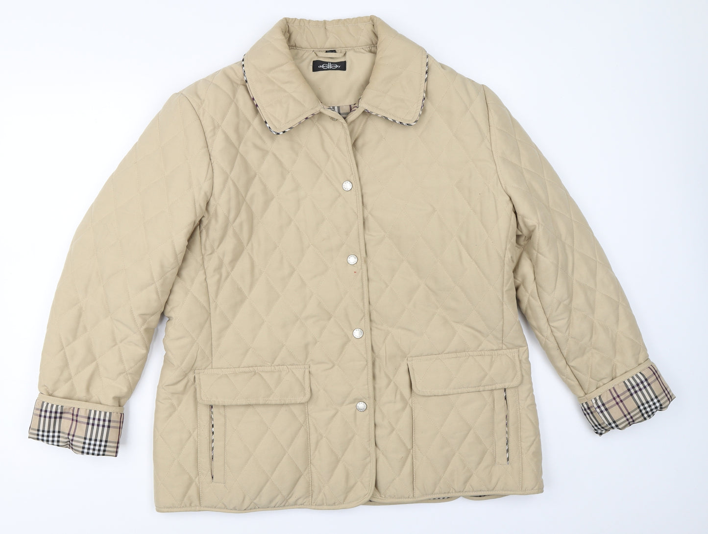 David Barry Womens Beige   Quilted Coat Size 14