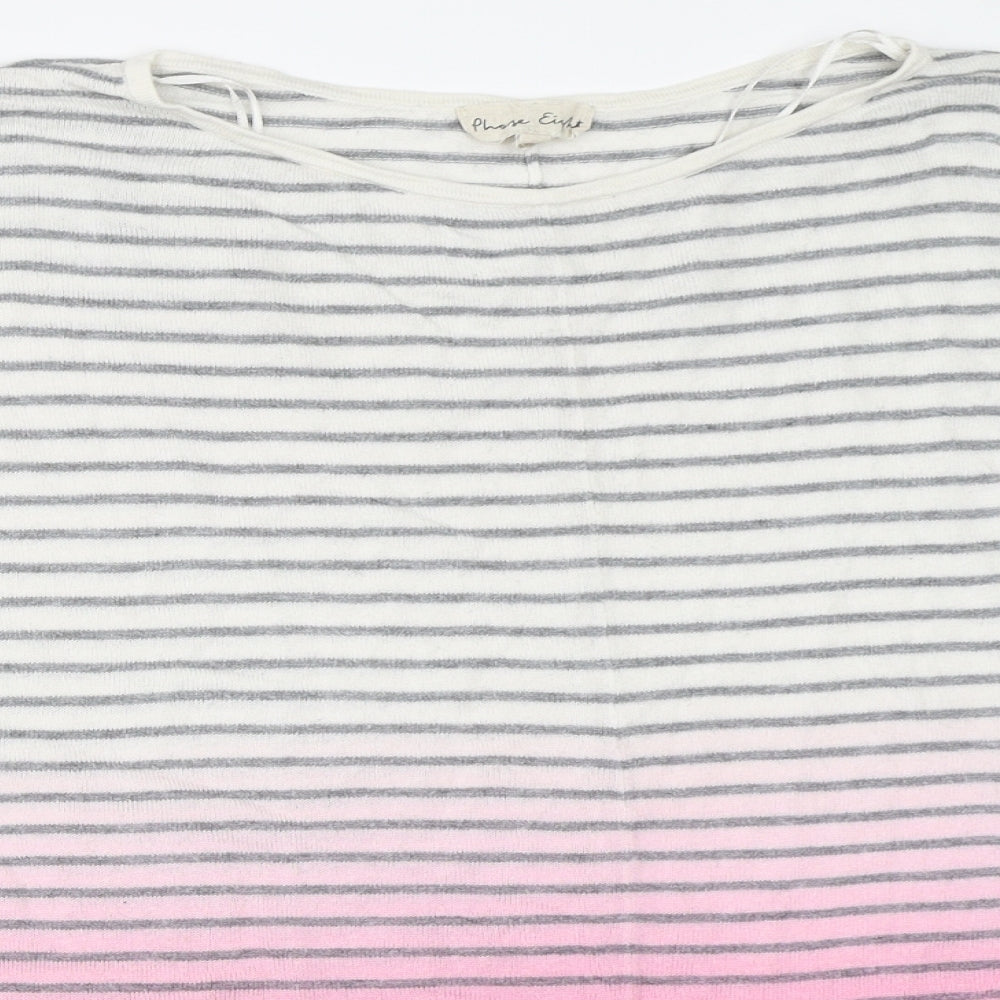 Phase Eight Womens White Striped  Pullover Jumper Size M