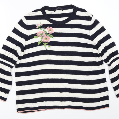 Marks and Spencer Womens Blue Striped  Pullover Jumper Size 16