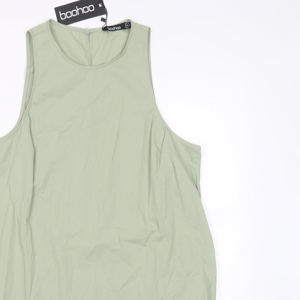 Boohoo Womens Green   A-Line  Size 12  - frill hem shift dress