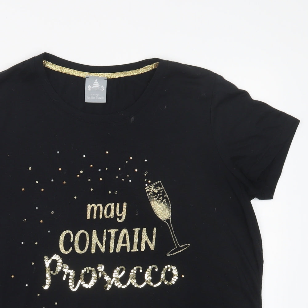 George Womens Black   Basic T-Shirt Size M  - Christmas