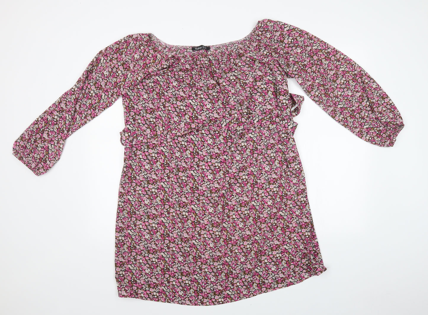 Boohoo Womens Pink Floral  A-Line  Size 16