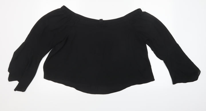 New Look Womens Black  Mesh Basic Blouse Size 16