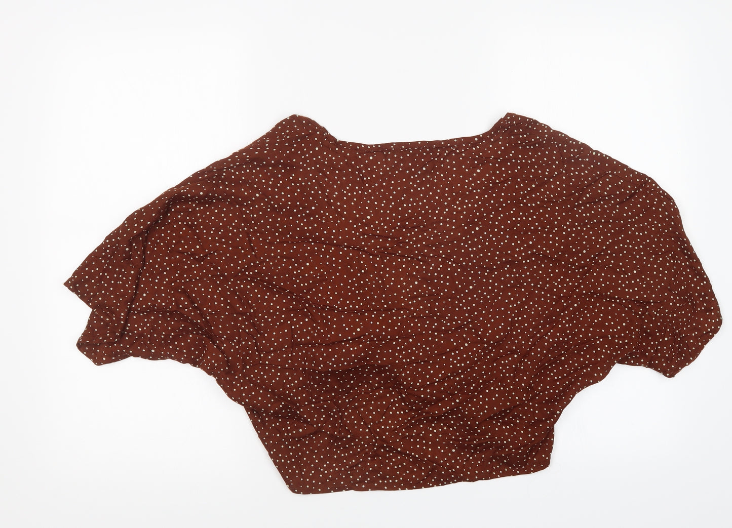 Preworn Womens Brown Polka Dot  Cropped Blouse Size 16