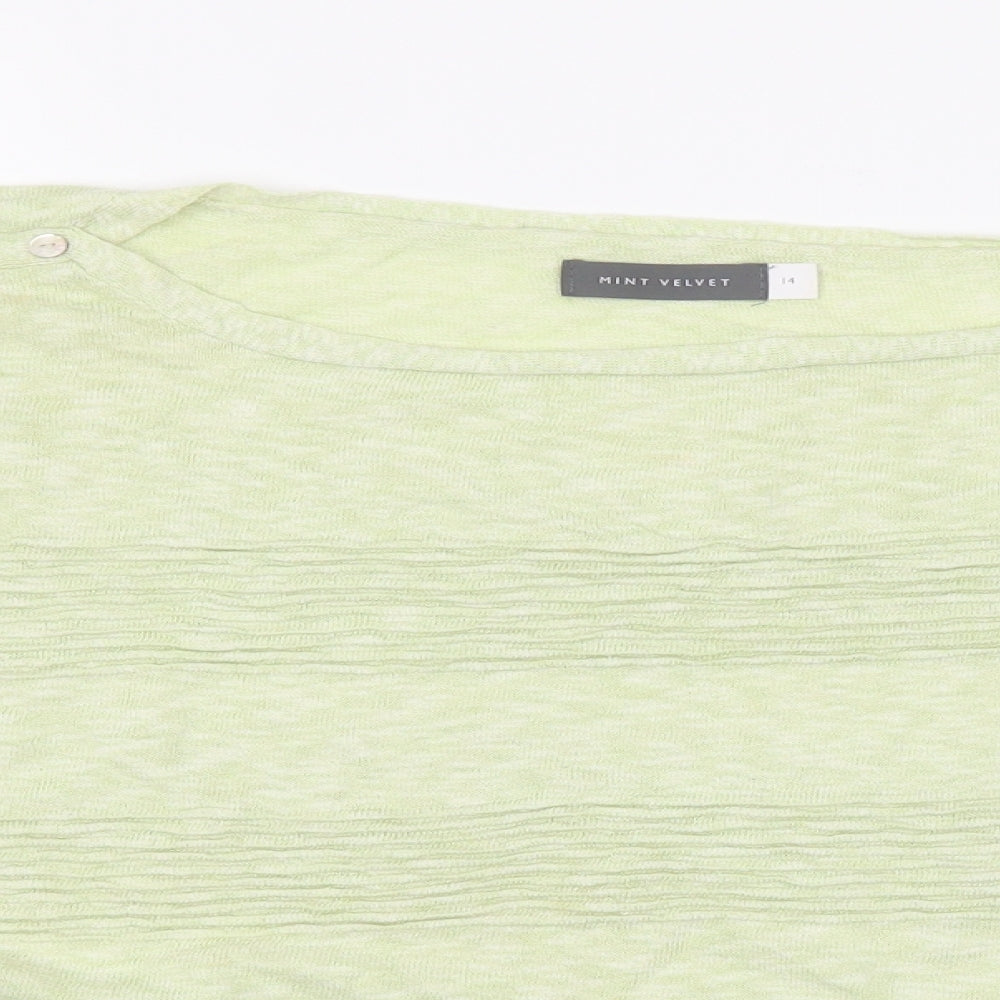 Mint Velvet Womens Green Striped  Basic T-Shirt Size 14