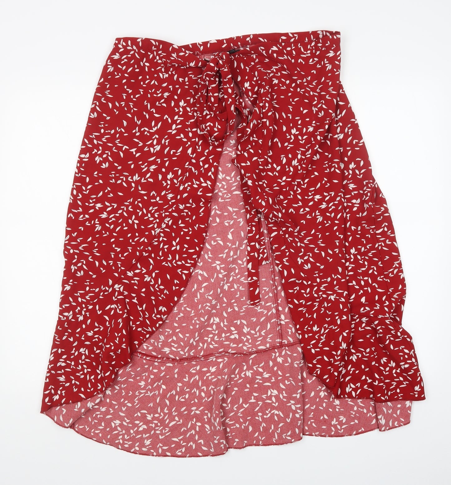 SheIn Womens Red Floral  Wrap Skirt Size M