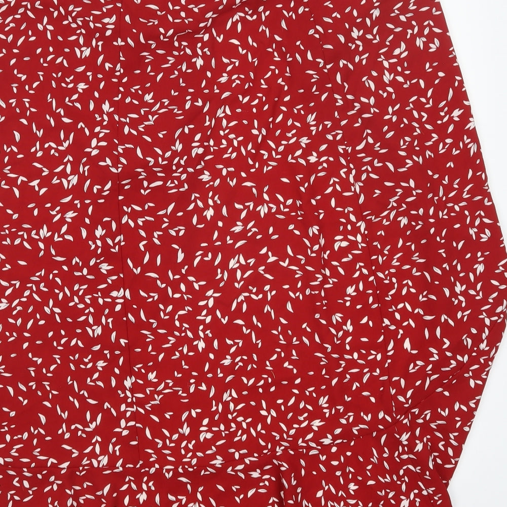SheIn Womens Red Floral  Wrap Skirt Size M