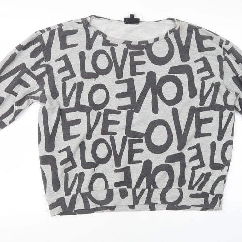 Topshop Womens Grey   Henley Sweatshirt Size 10
