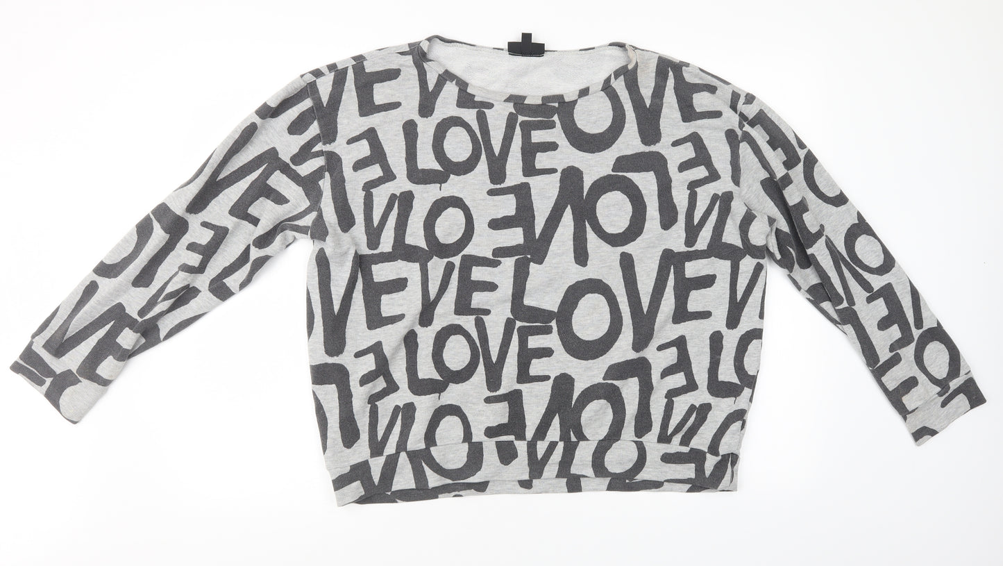 Topshop Womens Grey   Henley Sweatshirt Size 10
