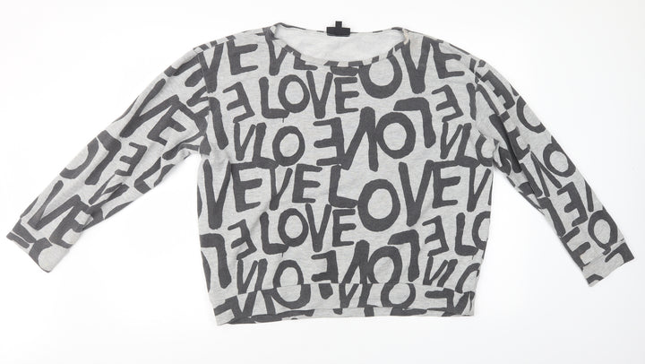 Topshop Womens Grey   Henley Sweatshirt Size 10