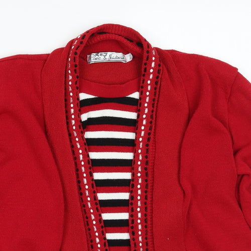 pure and natural Womens Red Striped  Pullover Jumper Size 2