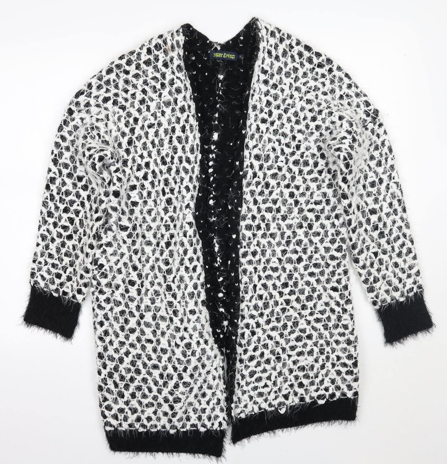 Sugar Crisp Womens Black Geometric  Cape Jumper Size M