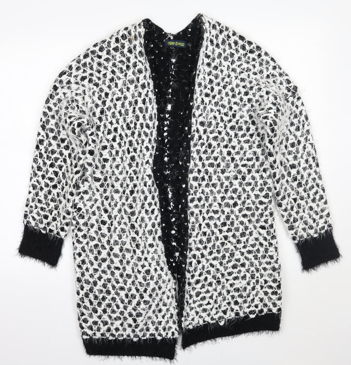 Sugar Crisp Womens Black Geometric  Cape Jumper Size M