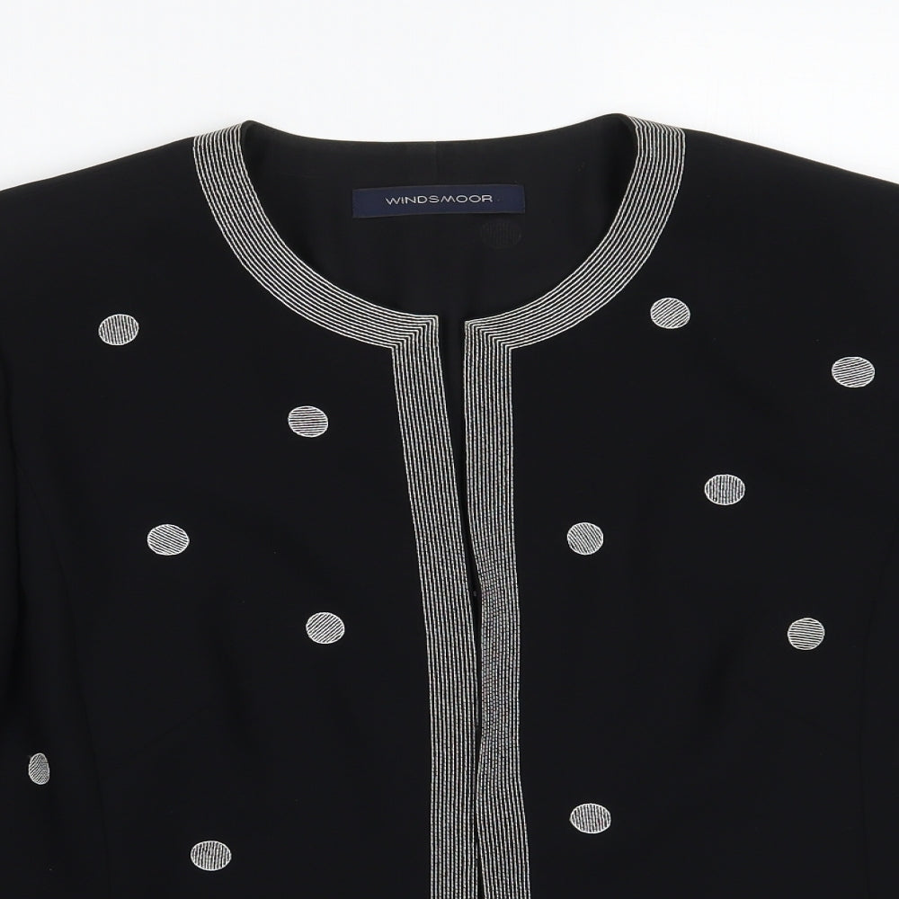 Windsmoor Womens Black Geometric  Jacket Blazer Size 10