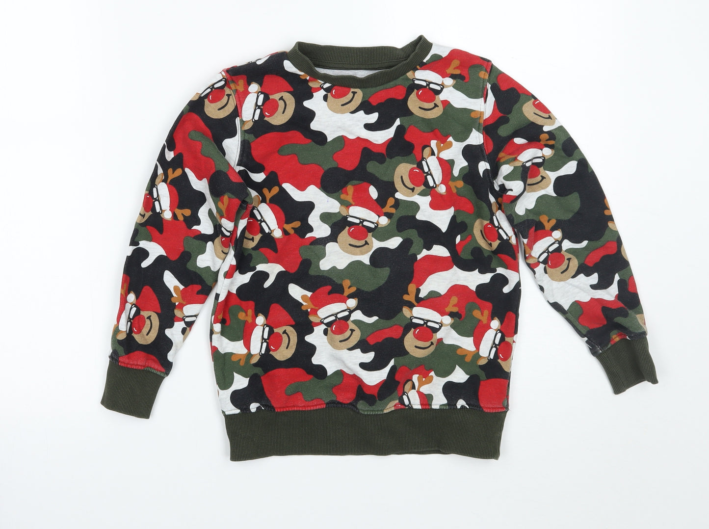 NEXT Boys Green Camouflage  Pullover Jumper Size 7 Years  - Christmas