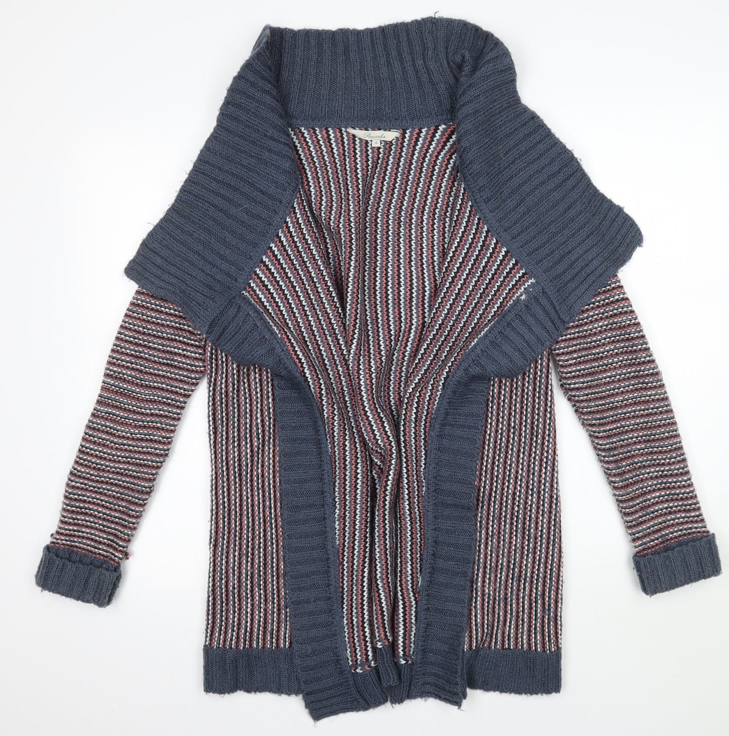 Peacocks Womens Pink Striped  Cardigan Jumper Size 14