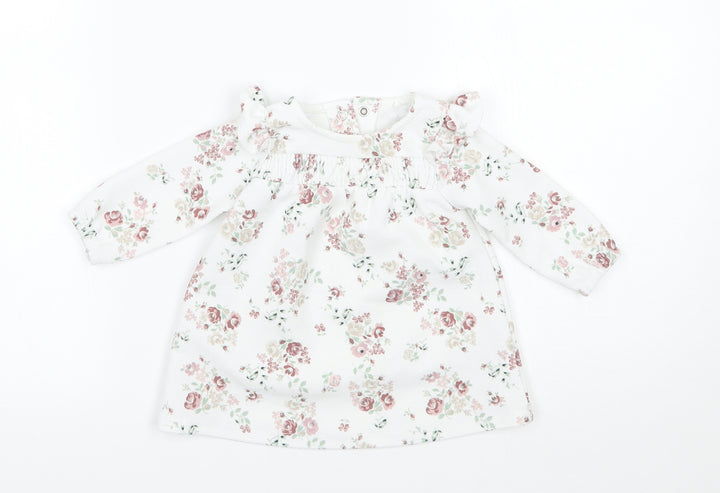 TU Girls White Floral  Basic Blouse Size 0-3 Months
