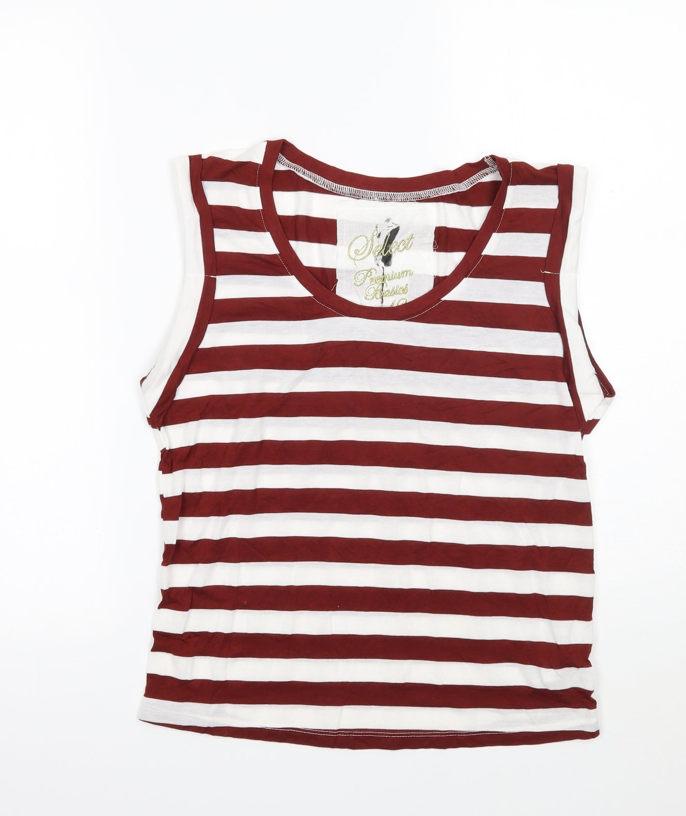 Select Womens Brown Striped  Basic T-Shirt Size 12