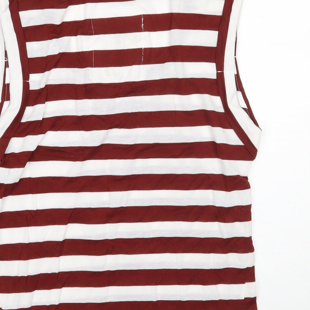 Select Womens Brown Striped  Basic T-Shirt Size 12
