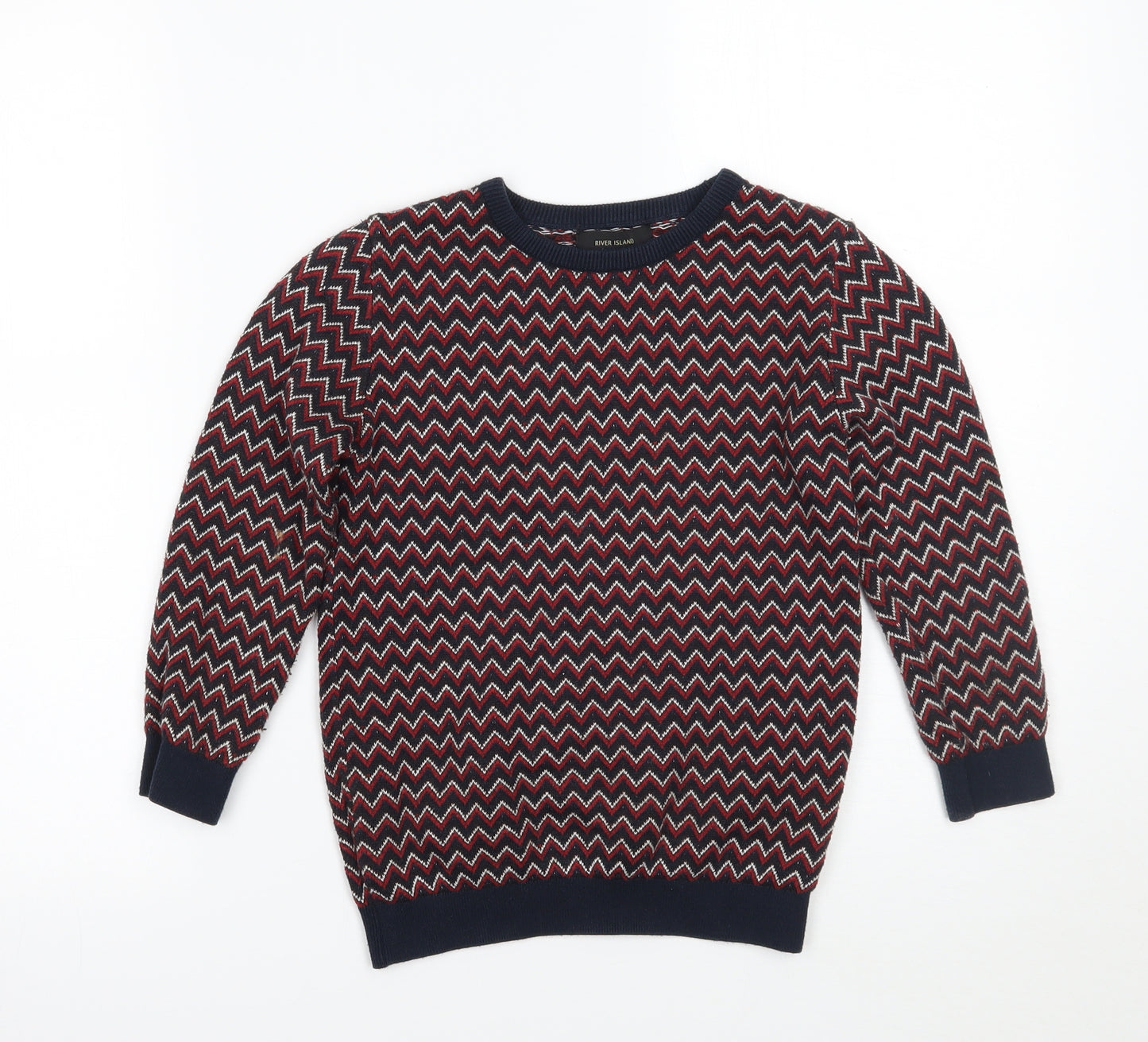River Island Boys Blue Geometric  Pullover Jumper Size 5-6 Years