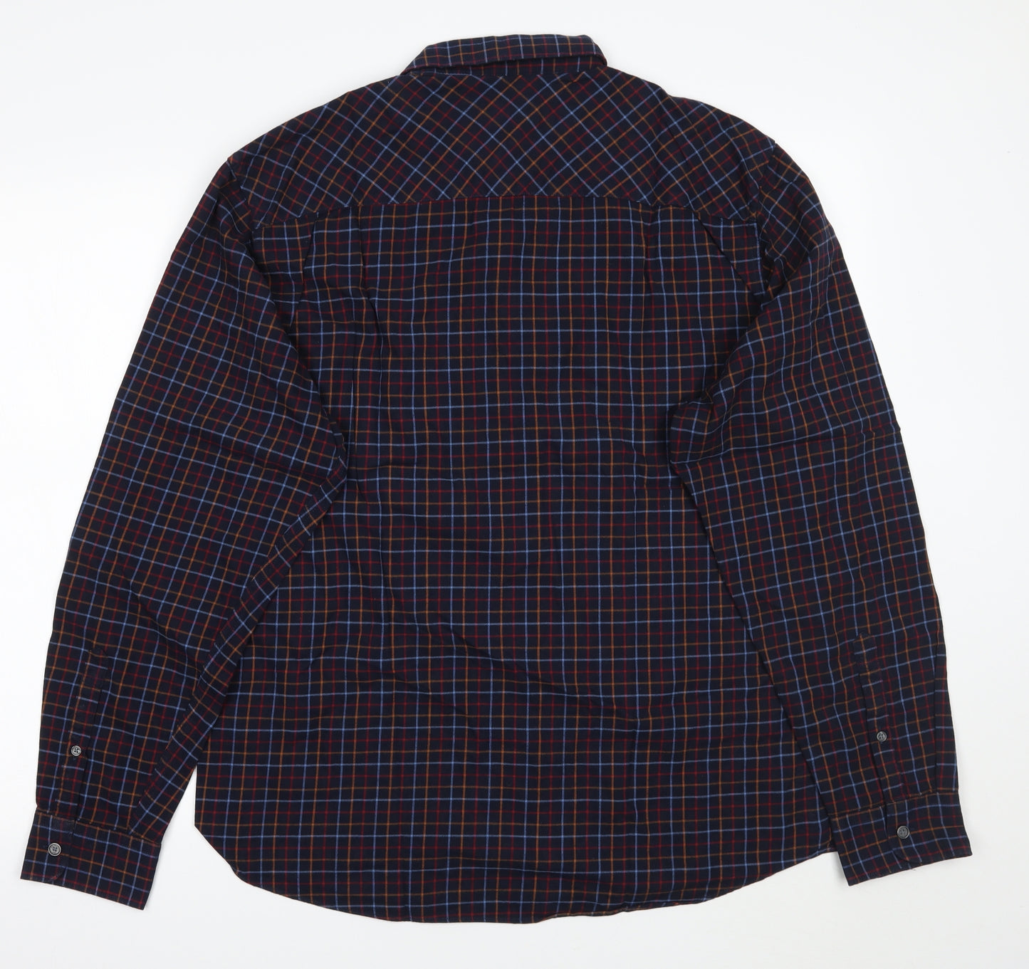 Marks and Spencer Mens Blue Check   Button-Up Size L