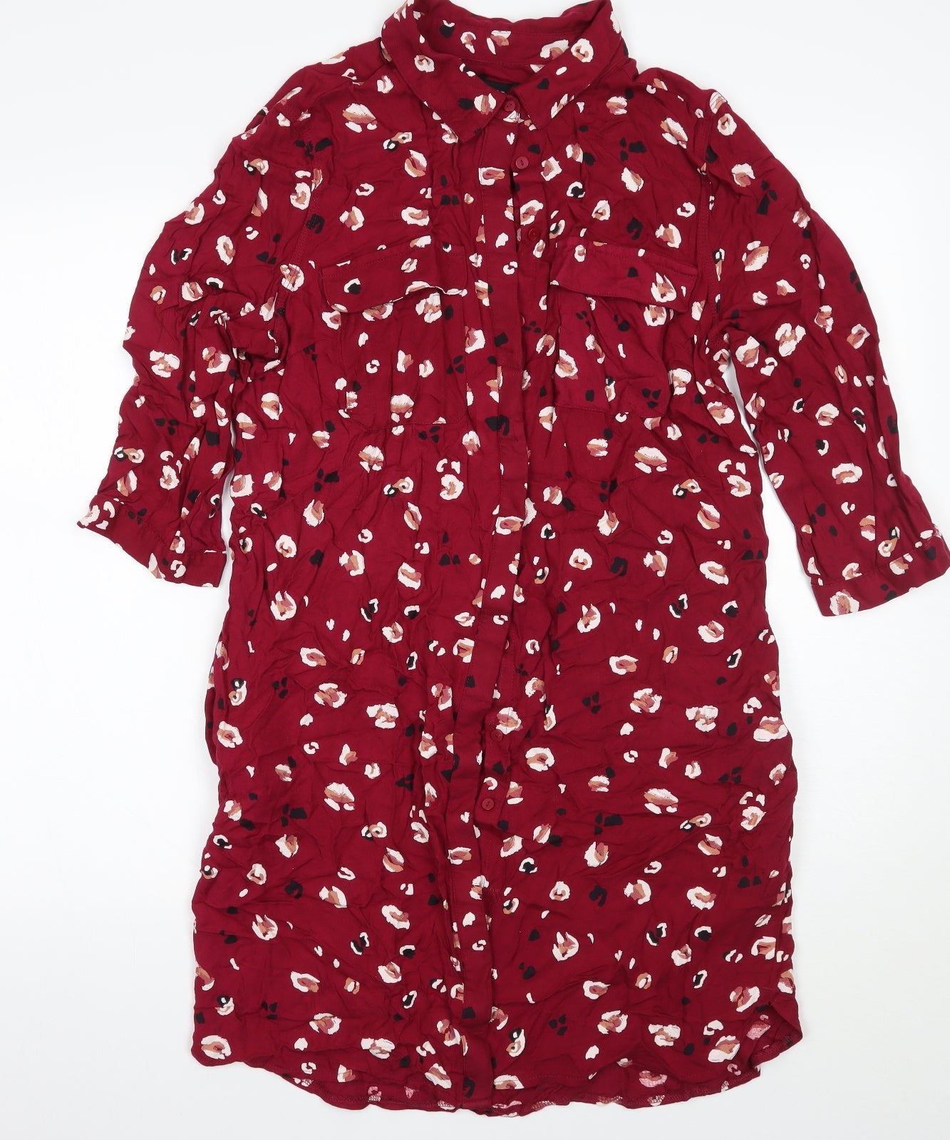 NEXT Womens Pink Animal Print  Basic Button-Up Size 14