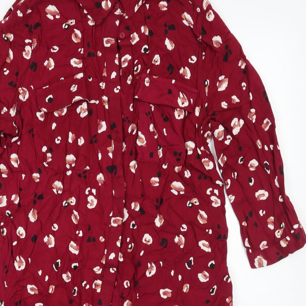 NEXT Womens Pink Animal Print  Basic Button-Up Size 14