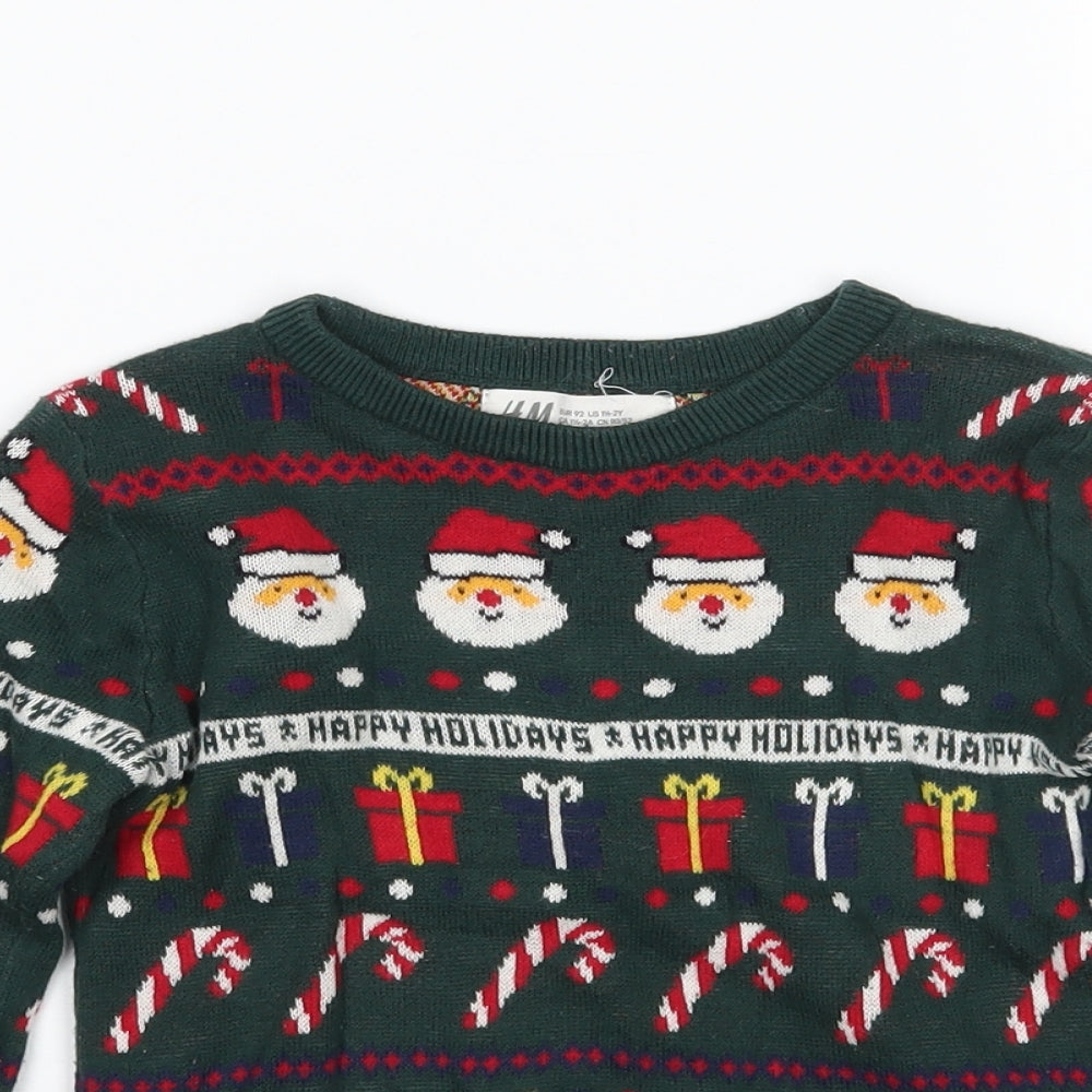 H&M Boys Green   Pullover Jumper Size 2 Years  - Christmas