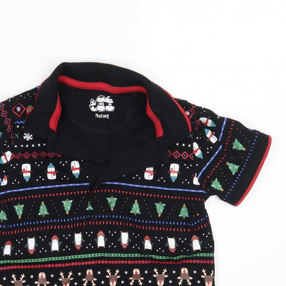 Nutmeg Boys Beige Geometric  Basic Polo Size 5 Years  - Christmas