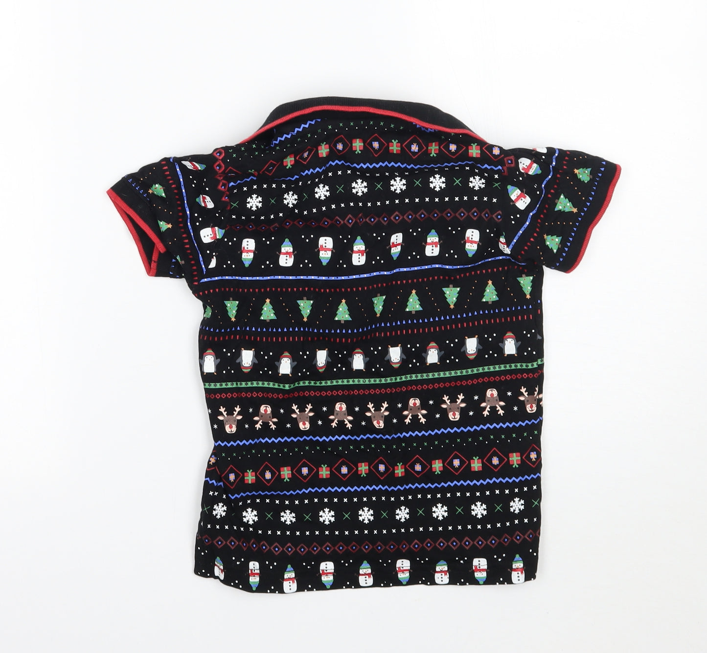 Nutmeg Boys Black Geometric  Basic Polo Size 4-5 Years  - Christmas