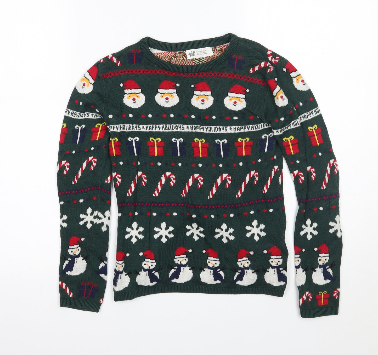 H&M Boys Green   Pullover Jumper Size 7-8 Years  - Christmas