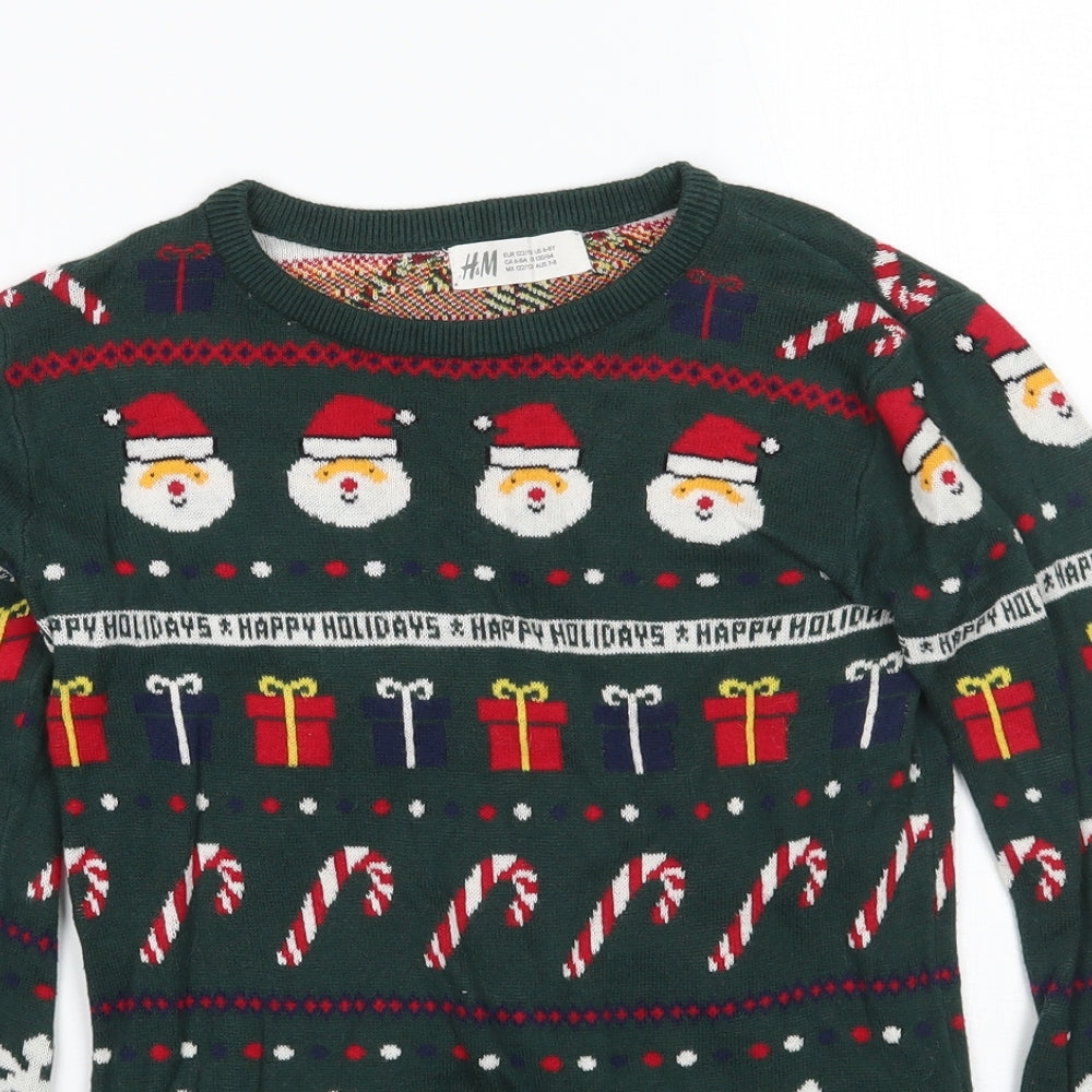 H&M Boys Green   Pullover Jumper Size 7-8 Years  - Christmas