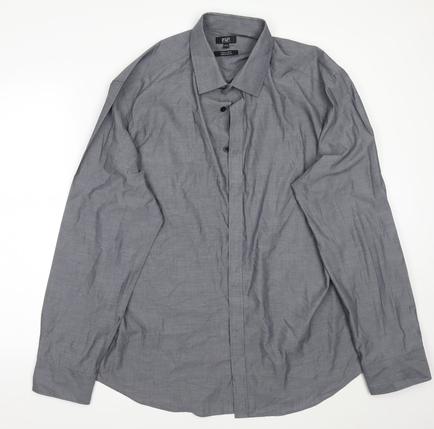 F&F Mens Grey    Button-Up Size 17.5