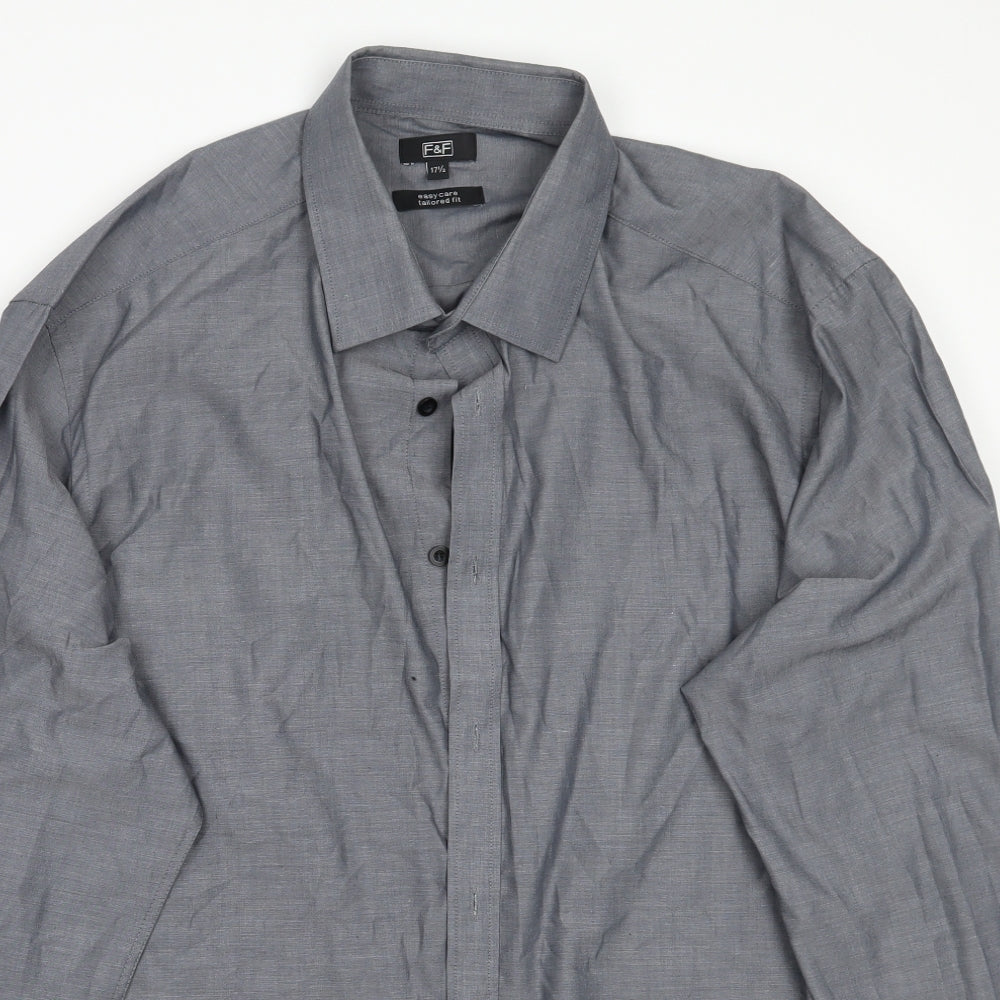 F&F Mens Grey    Button-Up Size 17.5