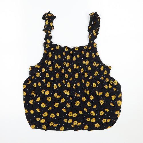TU Womens Black Floral  Cropped T-Shirt Size 16
